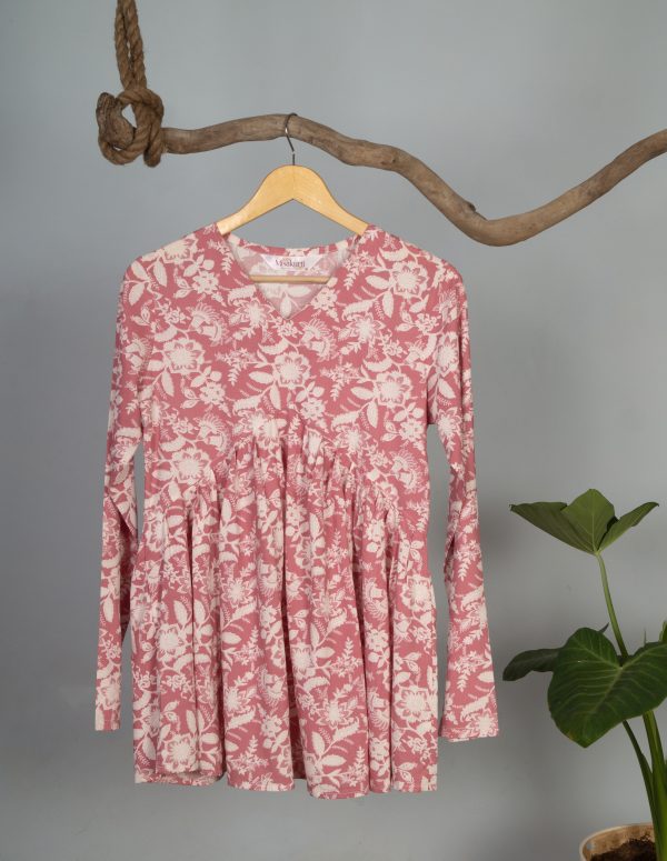 Watermelon pink printed kurti